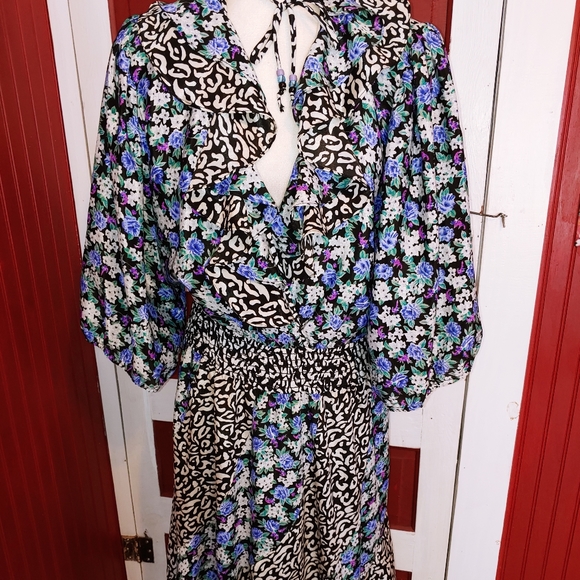 Vintage Dresses & Skirts - Vintage 80s Mosaic BOHO Retro Dress S